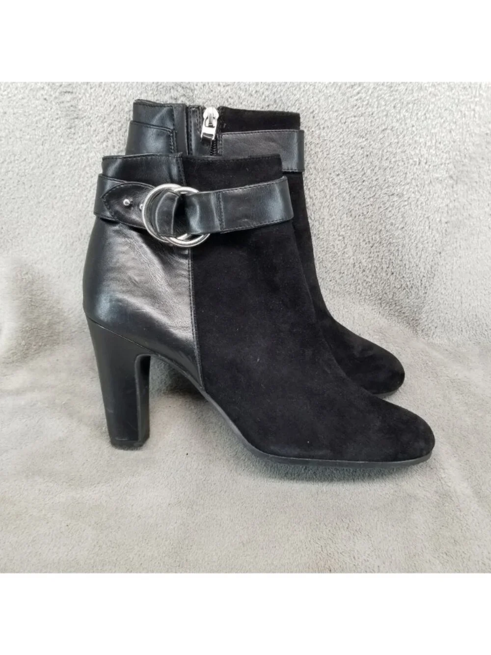 Sam Edelman Shoes Womens Size 9.5 Shaleigh Black Leather Zip Ankle Booties *Read